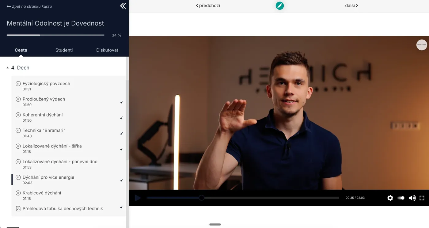 Ukázka z programu Mentální odolnost je dovednost: video lekce a dechové techniky