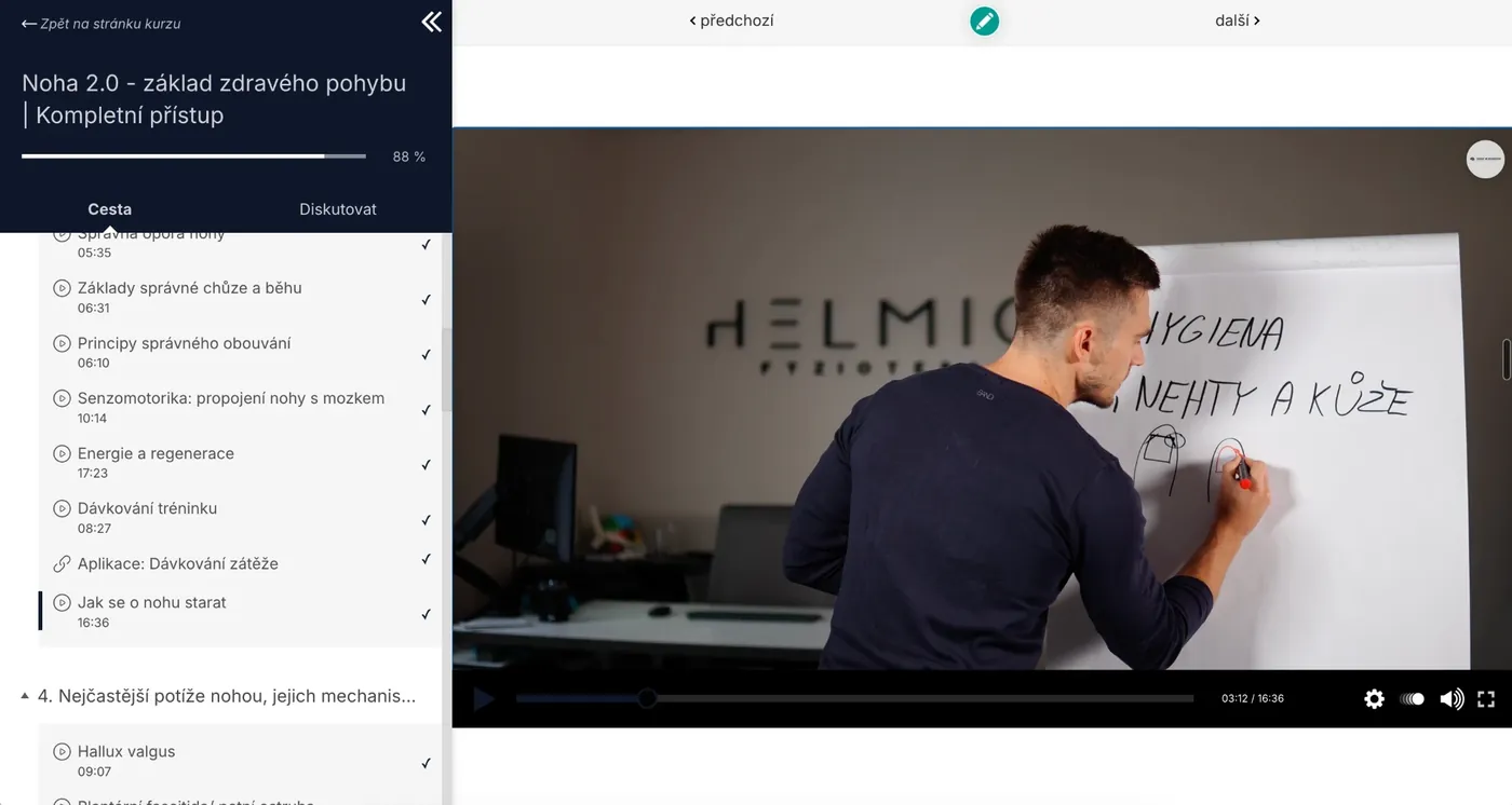 Ukázka z programu Noha 2.0: video lekce Jak se o nohu starat