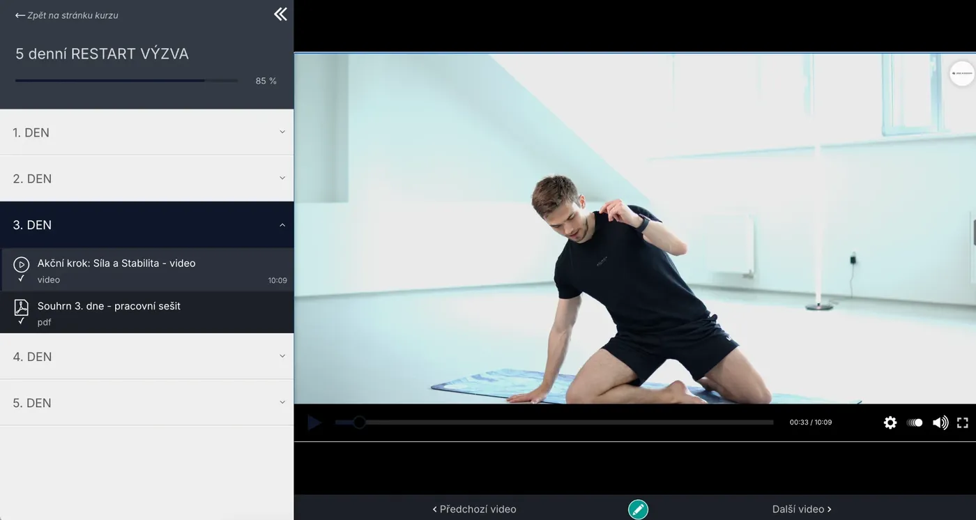 Ukázka z 5denní RESTART výzvy: video lekce Síla a stabilita